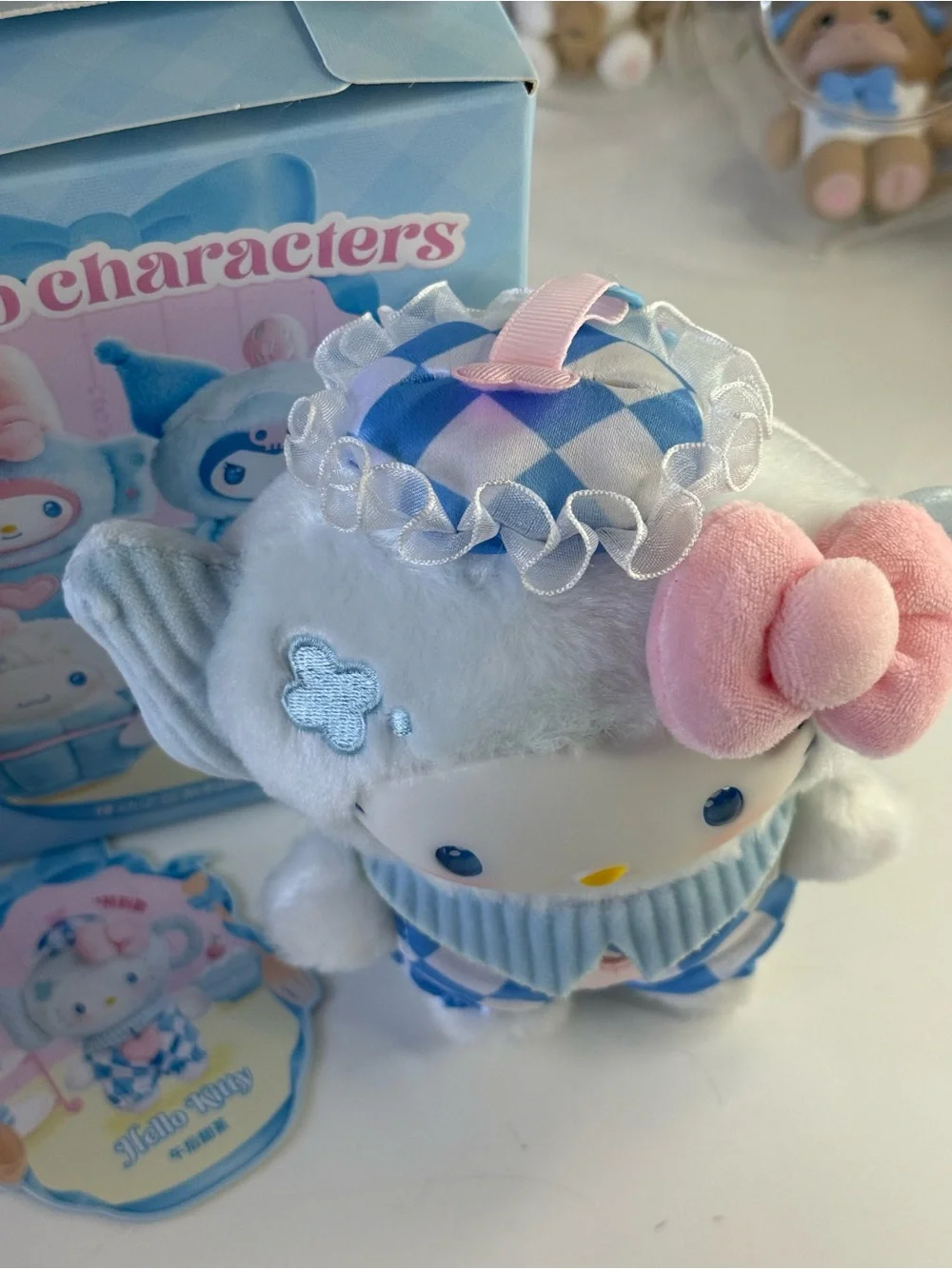 Sanrio Hello Kitty Blue, Pink & White Plush charm Accessory